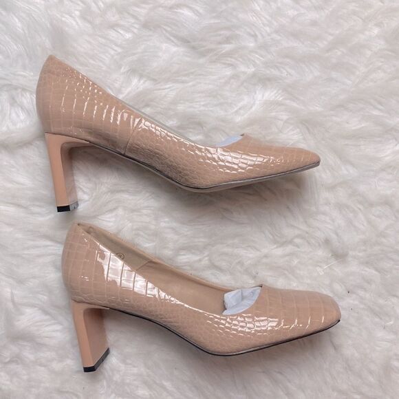 Rilista Square Toe Heels Chunky Low Block Heel Slip-on Party Office Dress Pumps - Picture 5 of 12